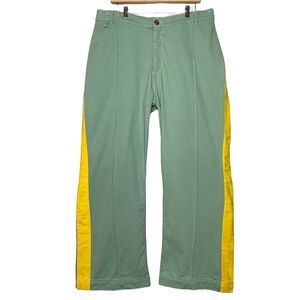Big Bud Press Western Side Stripe Pants 1XL Cavalry Sage Green Yellow 70s Flare